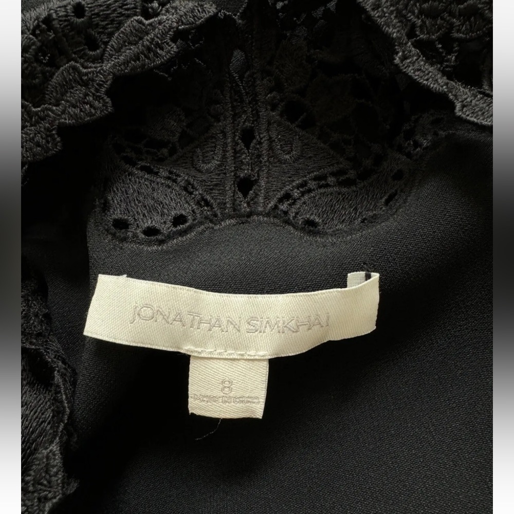 Jonathan Simkhai Women’s Sz 8 Black Lace Shift Long Sleeve Mini Dress - Picture 8 of 9